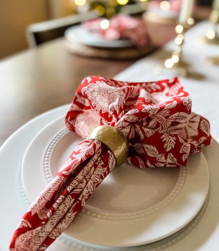The perfect Christmas block print napkins! Still arrive in time for your Christmas lunch or dinner ❤️ 

Amazon, Amazon find, tablescape, kitchen table, cloth napkin, napkins fat, block print, block print napkin, dining room, home decor, dining table, place setting 

#LTKHoliday #LTKSeasonal #LTKhome