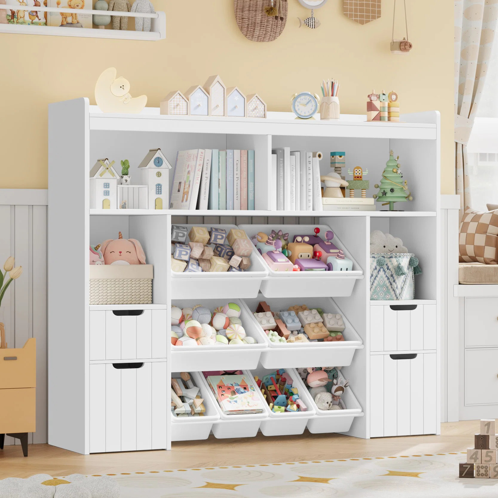 55.1"W Toy Storage Organizer With 4 Drawers & 8 Bins | Wayfair North America