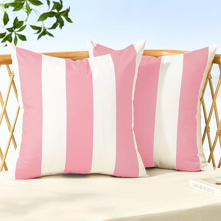 Allorry Outdoor Pillow Covers 18x18 Pink Striped Outdoor Decor JB007H18 | Amazon (US)