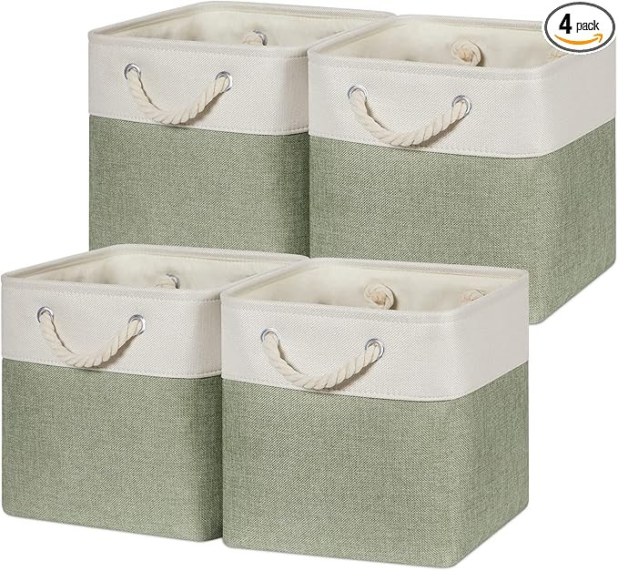Amazon.com: Temary Cube for Shelves 11 Inch Bin 4Pack Fabric Storage Baskets for Organizing Toys,... | Amazon (US)