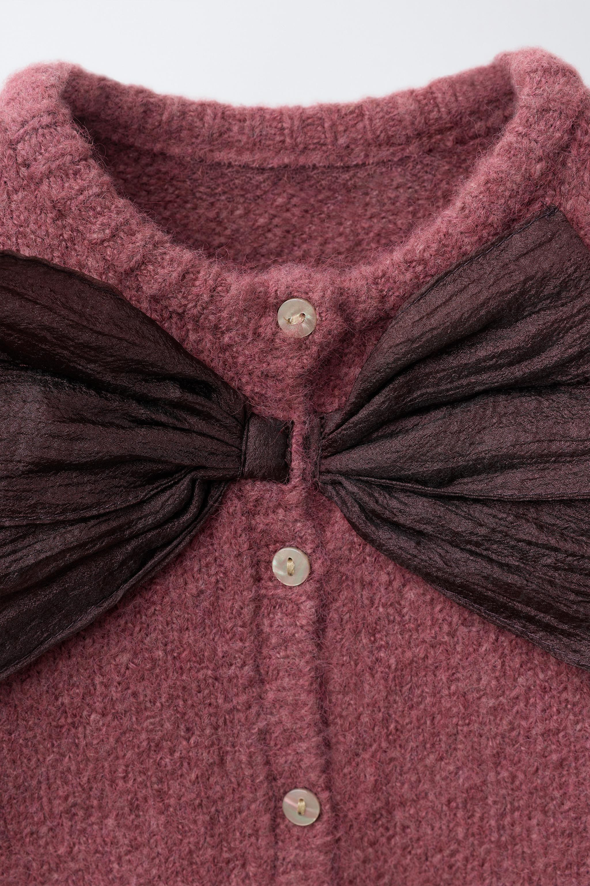 SATIN BOW CARDIGAN | Zara Canada