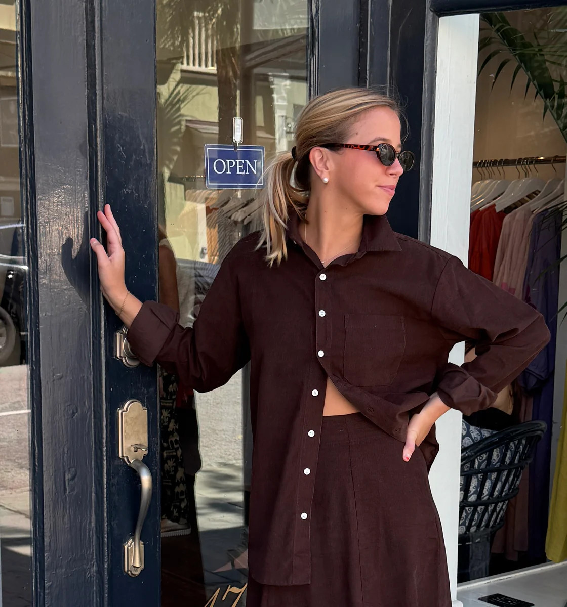 Boyfriend Shirt Espresso Corduroy | Madison Mathews
