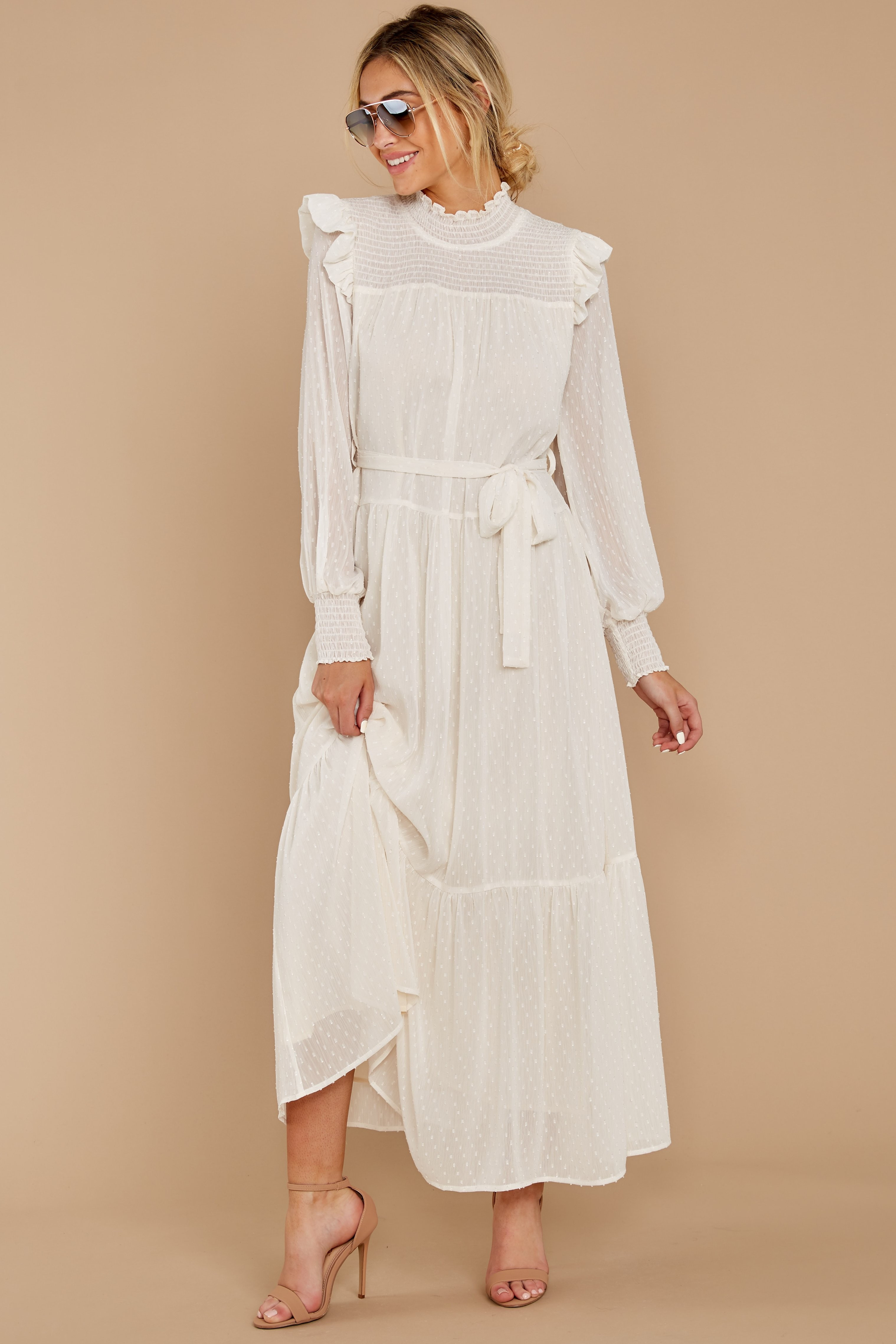 Quite Charming Ivory Midi Dress | Red Dress 