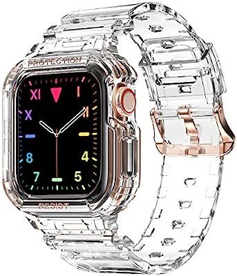 Compatible for Apple Watch Clear Band 40mm 38mm with Case, amBand Women Cute Girl Crystal Clear J... | Amazon (US)