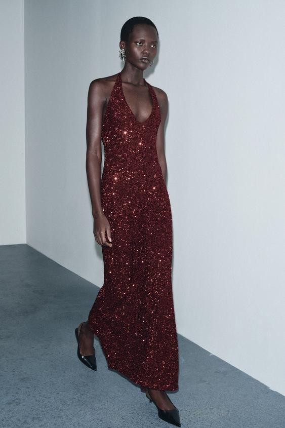V-NECK SEQUIN DRESS | Zara UK