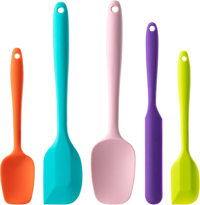 Silicone Spatula Set, 5 Piece Food Grade Rubber Spatulas for Baking, Cooking, and Mixing High Hea... | Amazon (US)