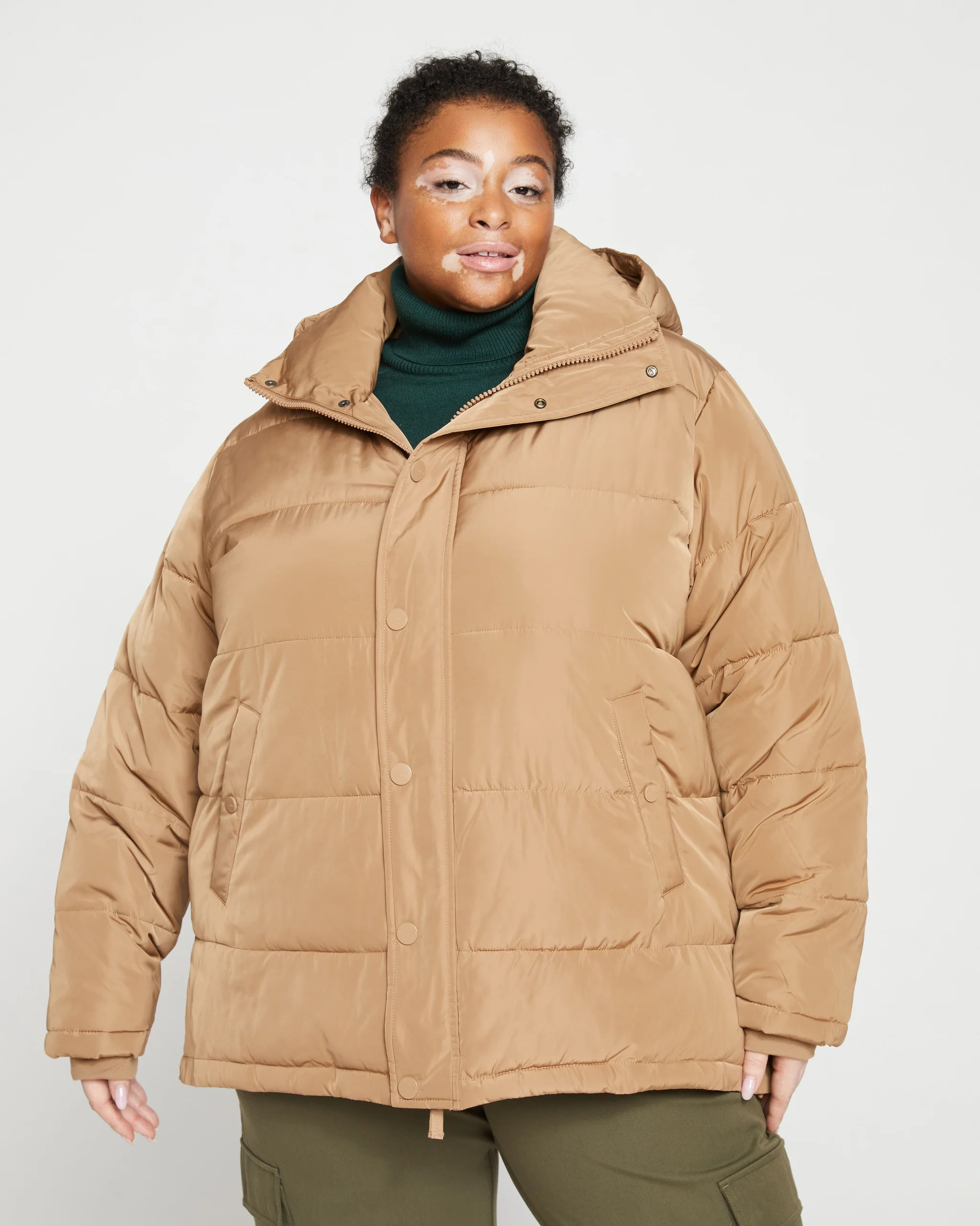 Rainier Short Hooded Puffer - Malt Ball | Universal Standard