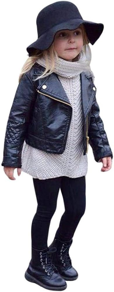CM C&M WODRO Toddler Baby Boy Girl Motorcycle Faux Leather Jackets Coat Winter Outwear for 1-6Y | Amazon (US)