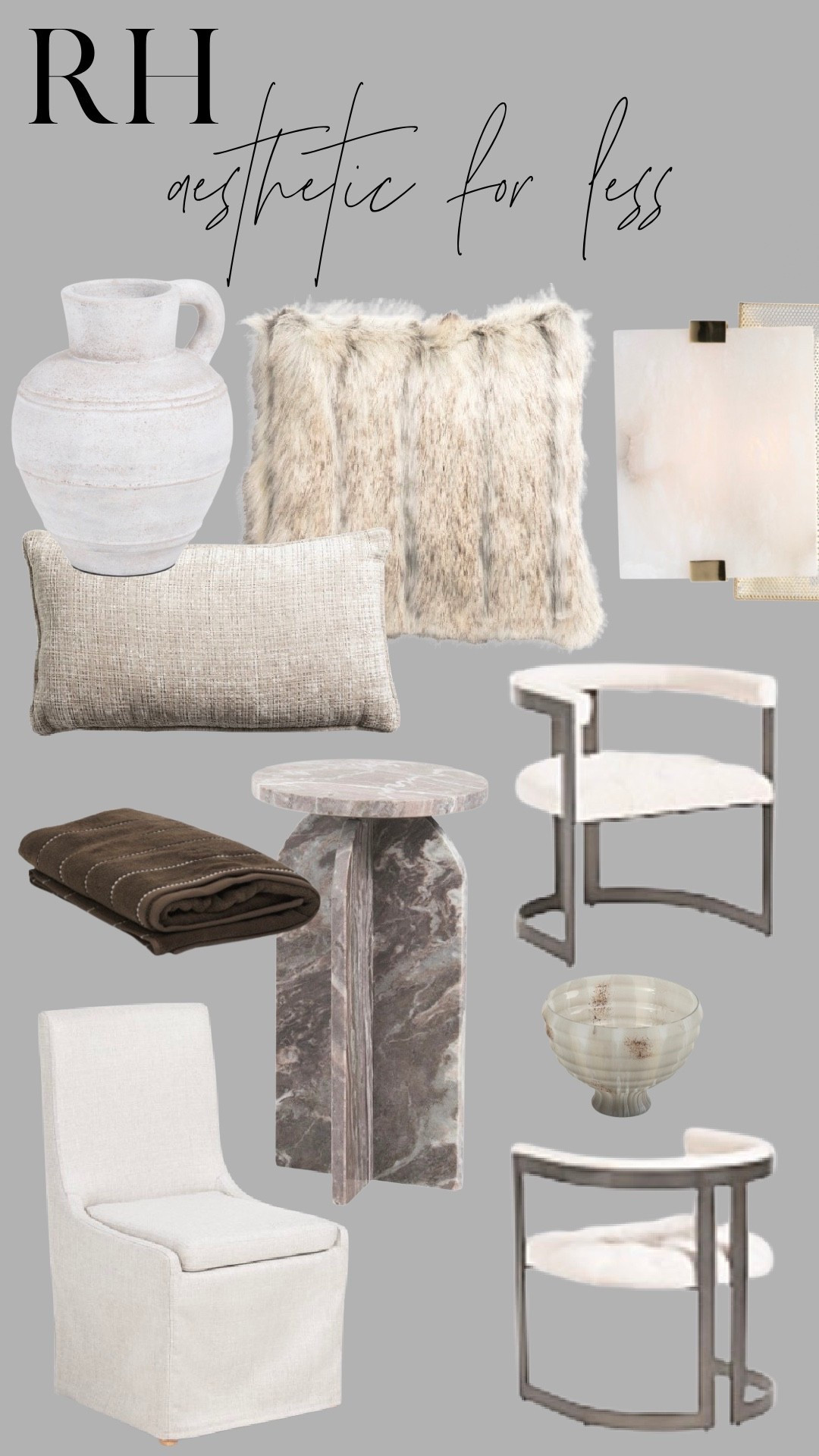 The RH aesthetic without the RH price tag.
Textural neutrals, sculptural shapes, and timeless tones — all the elements of that luxe, collected look for less.

Shop my favorite affordable finds that give you that Restoration Hardware feel, without the splurge.

#RHaesthetic #designerlooksforless #neutraldecor #affordableluxury #modernrustic #cozyneutralhome #interiordesignfinds #mysweetsavannah

#LTKSeasonal #LTKHome #LTKSaleAlert