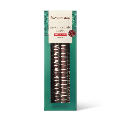 Christmas Milk Chocolate Dipped Pretzel Rods - 5.1oz /6ct - Favorite Day™ | Target