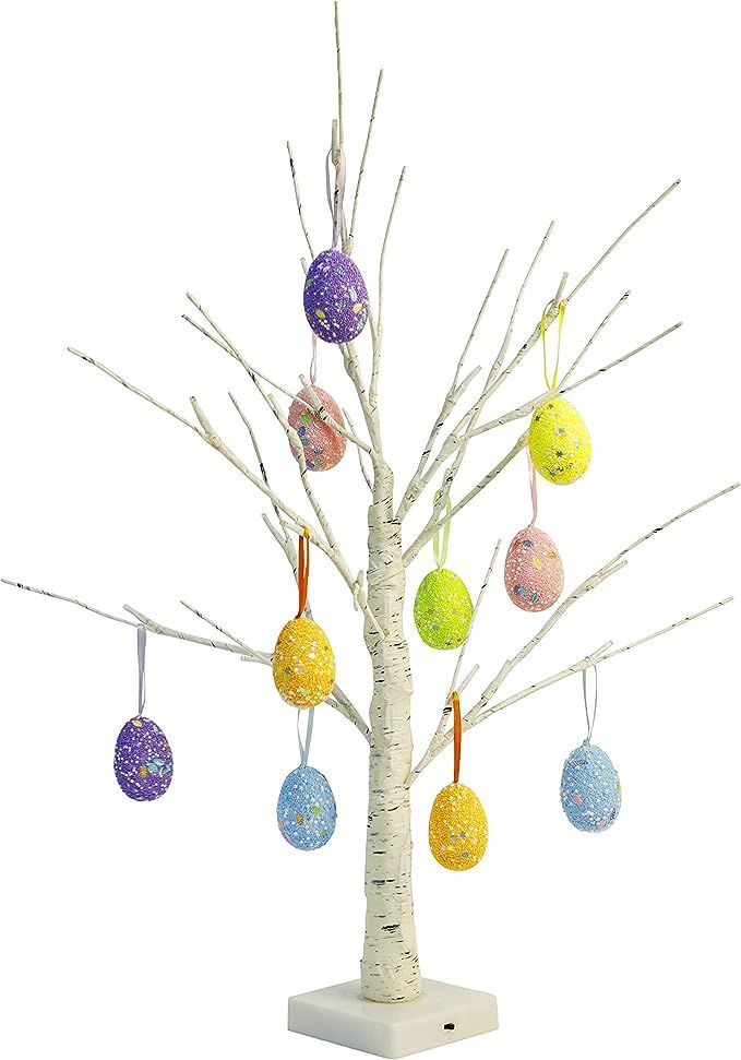 kemooie 24inch White Birch Tree with Set of 10 Hanging Easter Egg Ornaments for Party Birthday Ho... | Amazon (US)