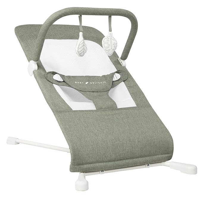 Baby Delight Highland Baby Bouncer | Infant | 0 – 6 Months | 3-Position Recline | Sage Tweed | Amazon (US)