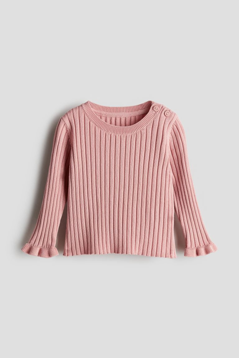 Rib-knit Sweater - Round Neck - Long sleeve - Pink - Kids | H&M US | H&M (US + CA)