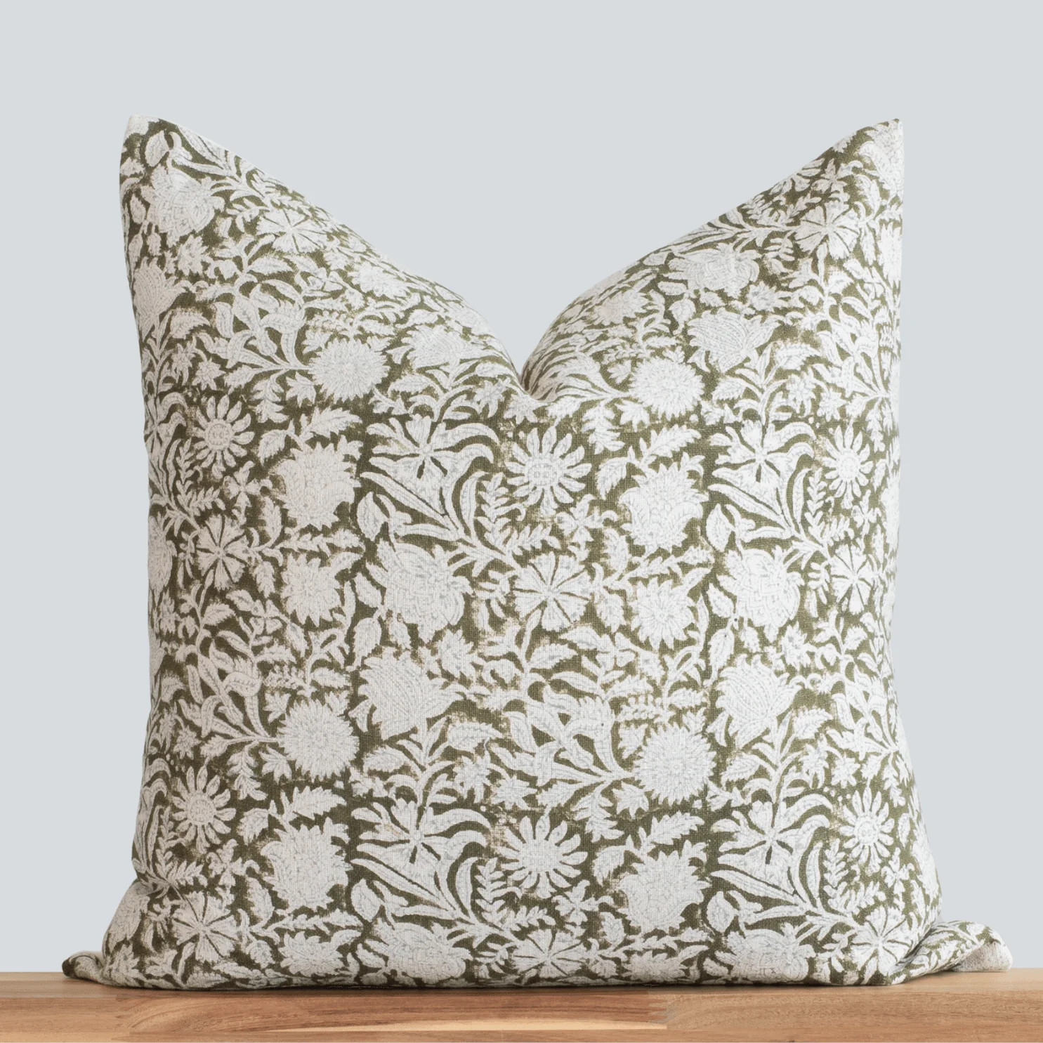 Jardim Floral Block Printed Pillow Cover | Olive | Apartment No.3