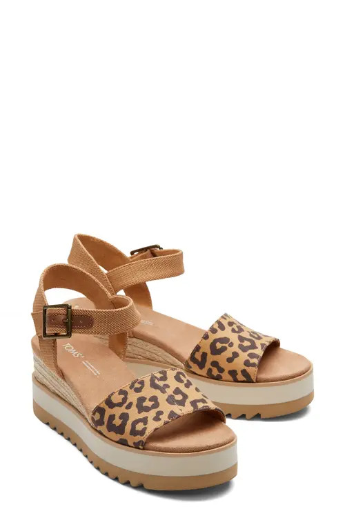 TOMS Diana Platform Wedge Sandal in Brown at Nordstrom, Size 6 | Nordstrom