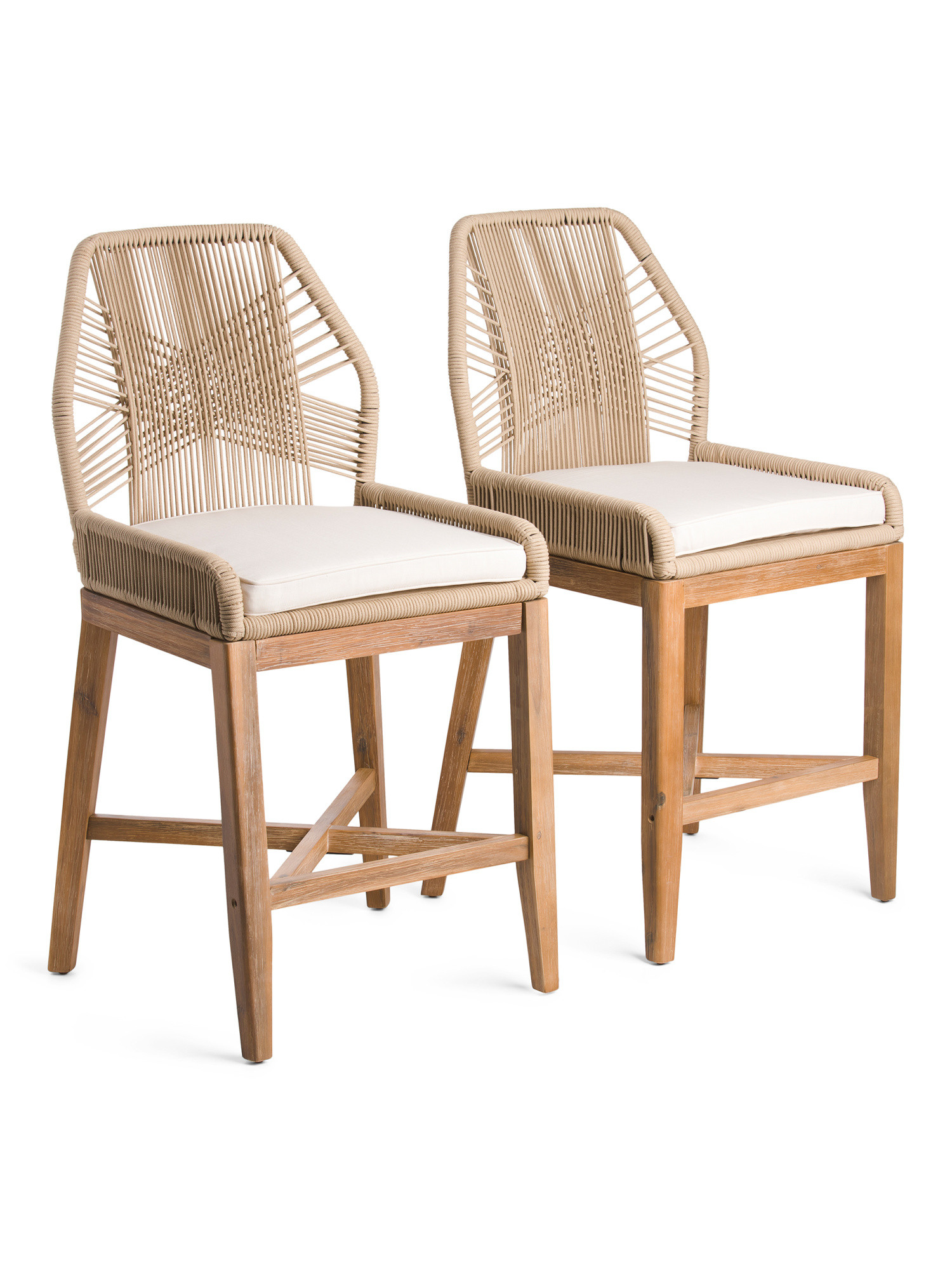 Set Of 2 Rope Cross Weave Counter Stools | TJ Maxx