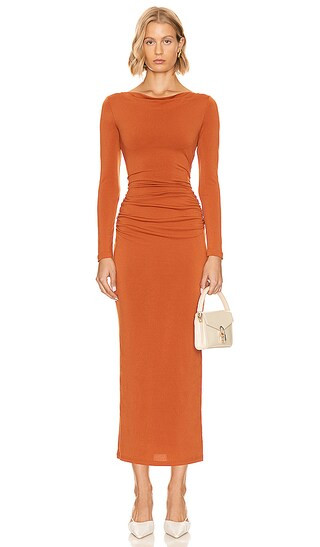 Posie Midi Dress in Rust | Revolve Clothing (Global)