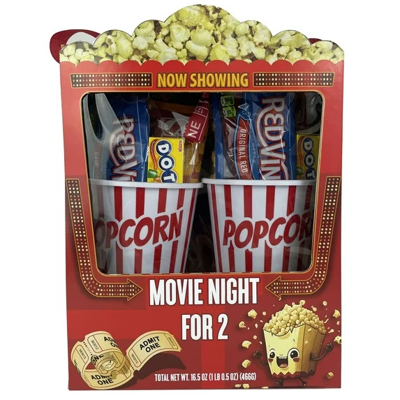 Movie Night for Two Microwave Popcorn and Candy Assortment Gift with Reusable Popcorn Containers | Walmart (US)