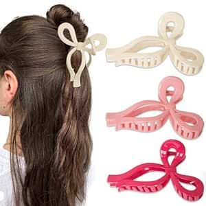 Bows Claw Clips 3Pcs Hair Bows for Women Hair Ribbon 5 Inch Hair Clips Trendy Claw Clips for Thic... | Amazon (US)