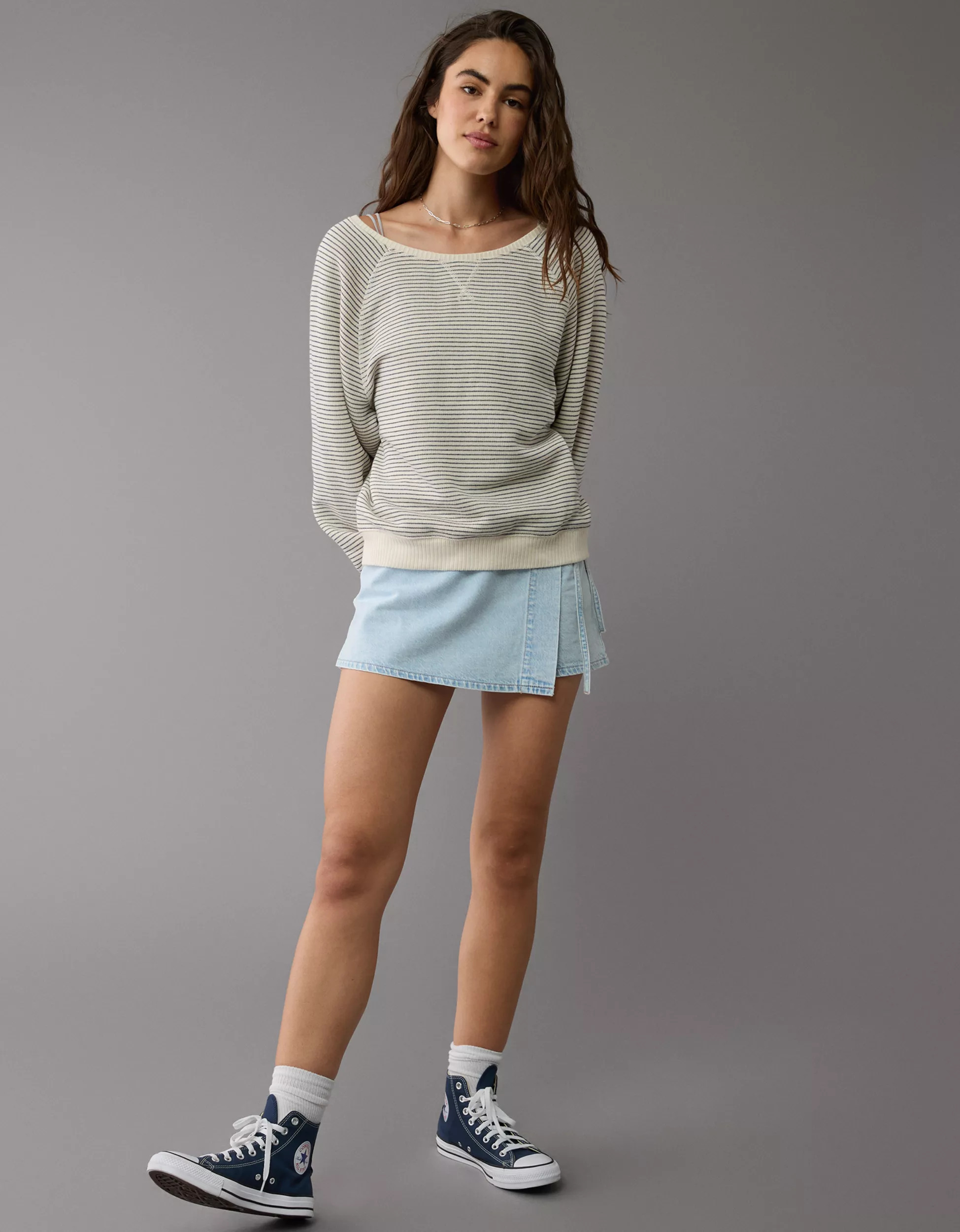 AE Oversized Off-The-Shoulder Sweatshirt | American Eagle Outfitters (US & CA)
