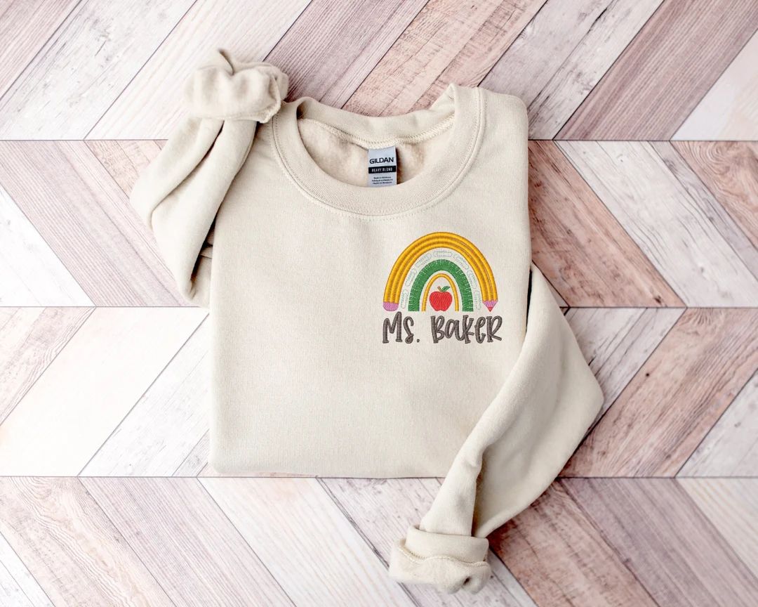 Teacher Rainbow Personalized Sweatshirt Fleece Custom Fleece - Etsy | Etsy (US)