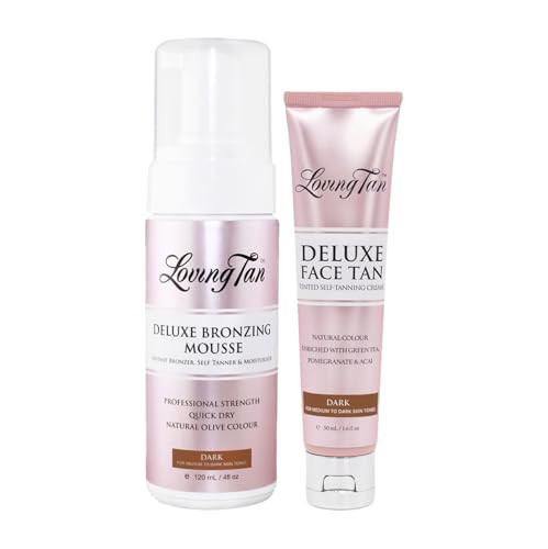 Loving Tan Deluxe Bronzing Mousse (4FL Oz) + Face Tan (1.6Oz), Dark - Streak Free, Natural looking, Professional Strength Sunless Tanner - Cruelty Free, Naturally Derived DHA | Amazon (US)