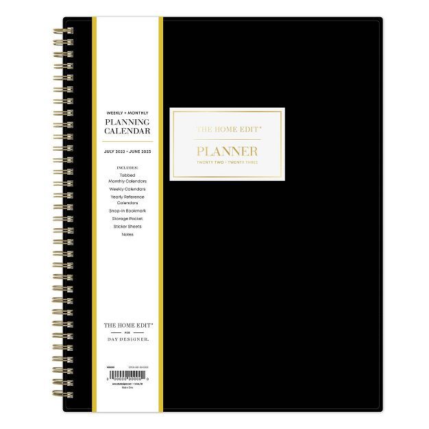 2022-23 Academic Planner Weekly/Monthly Wirebound 8.5"x11" Black - The Home Edit for Day Designer | Target