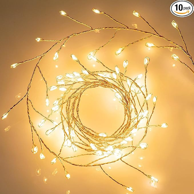 Minetom Fairy Lights Plug in, 10Feet 200 Led Cluster Lights Waterproof Firecracker Starry String ... | Amazon (US)