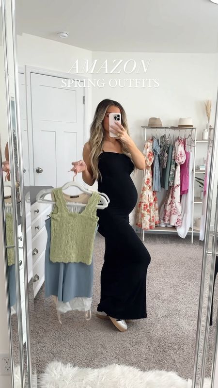 Amazon spring & summer outfits 🤍 all non-maternity but bump friendly! I’m wearing my normal sizes (xs or small) in everything minus the sports bra - I sized up to a medium 

#LTKFindsUnder50 #LTKBump #LTKVideo