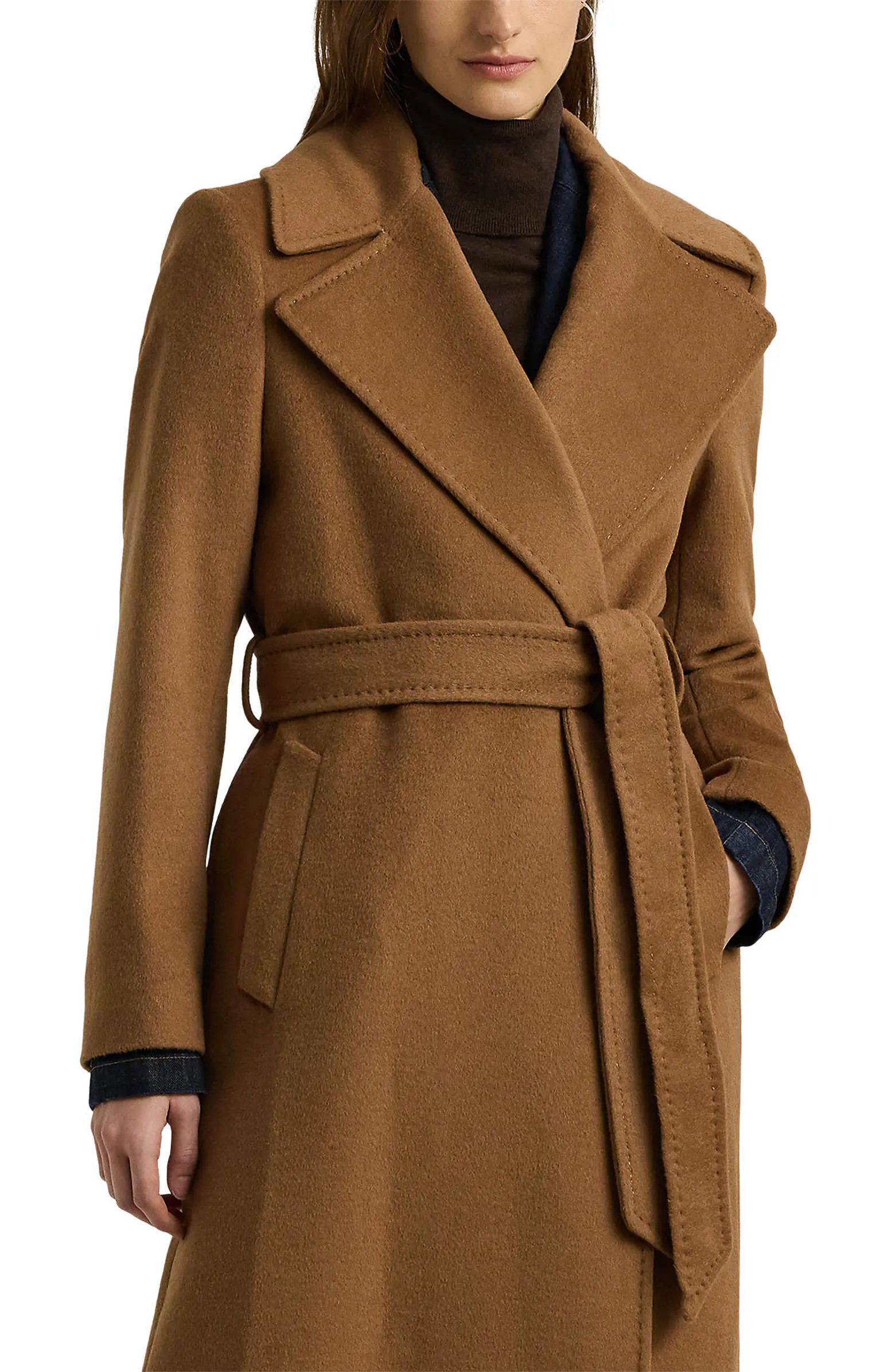 Belted Wool Blend Wrap Coat | Nordstrom