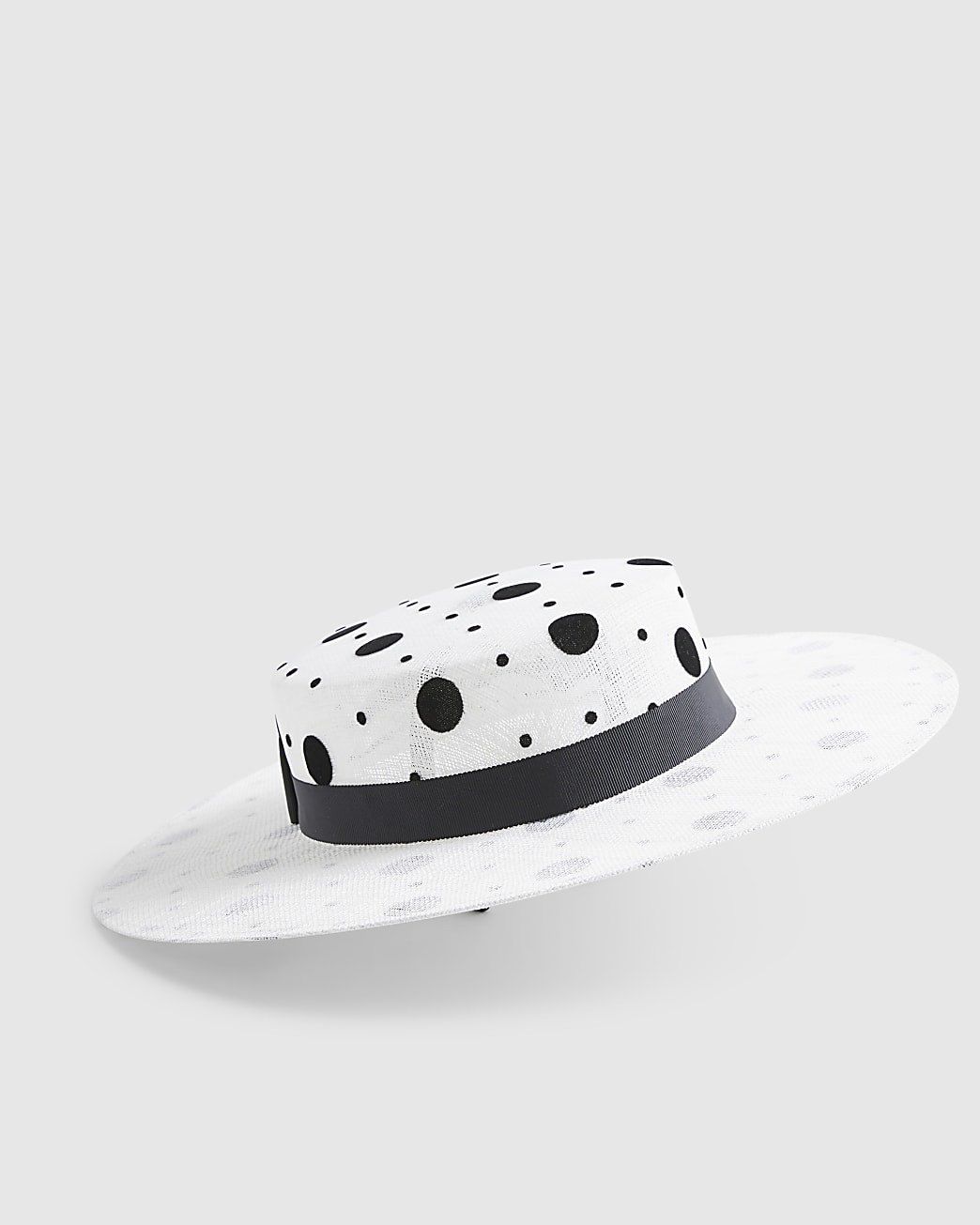Beige Premium Sasha Polka Dot Boater Hat | River Island UK & IE