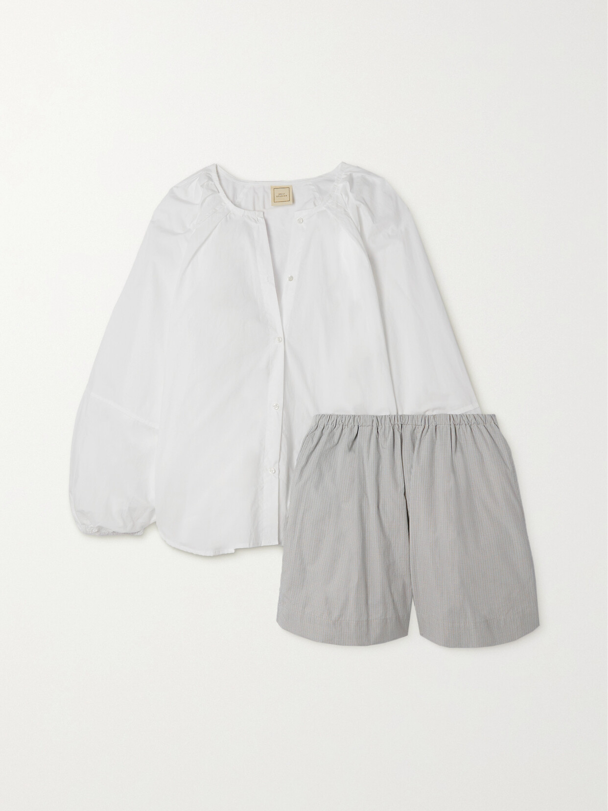 Deiji Studios - + Net Sustain The Release Tuck Organic Cotton-poplin Blouse And Shorts Set - Off-whi | NET-A-PORTER (UK & EU)