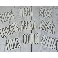 Rae Dunn Inspired Vinyl Decals, Canister Decals, Grow, Bloom, Plant, Cookies, Coffee, Bread, Sugar, Flour, Coffee, Butter | Etsy (US)