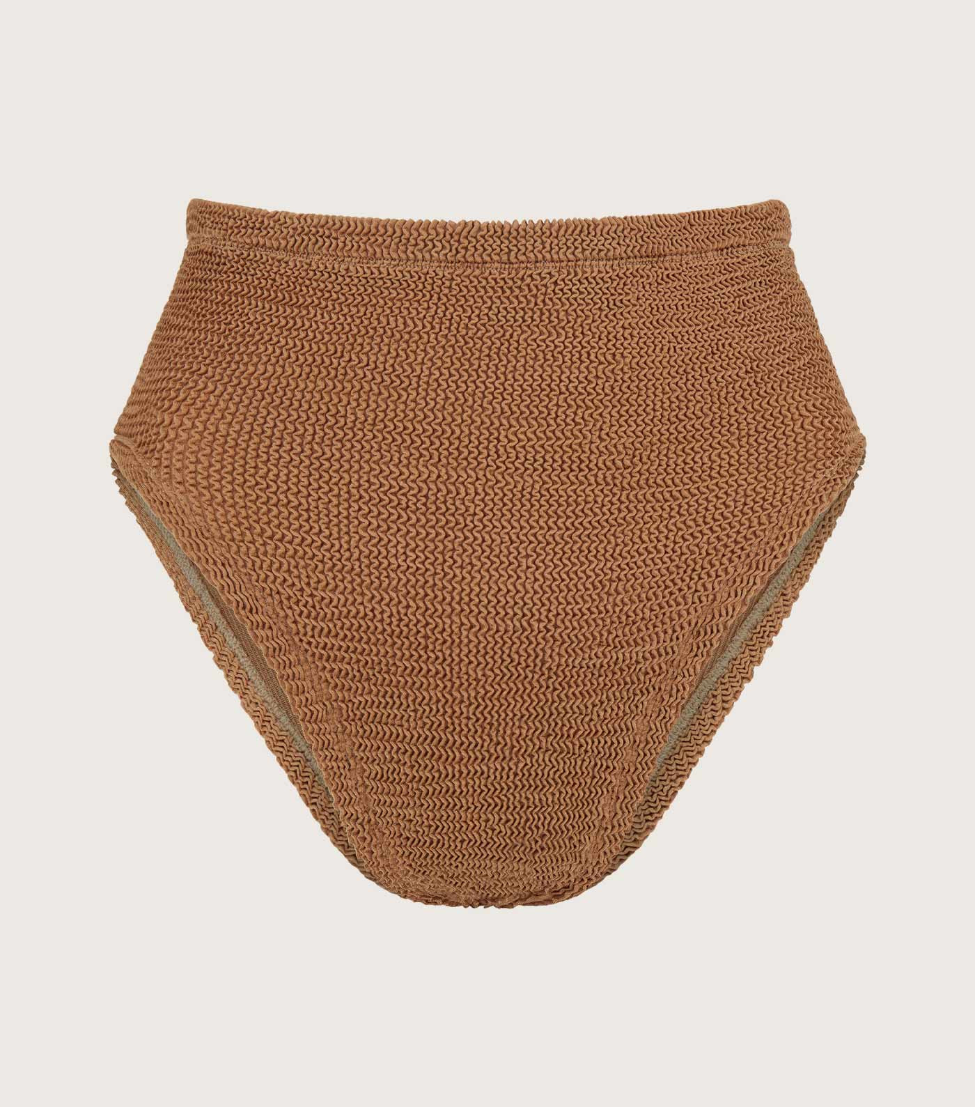 High Waist Bikini Bottom - Metallic Cocoa | HUNZA G