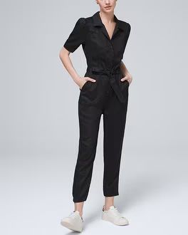 Casual Jumpsuit With Puff Sleeves | White House Black Market