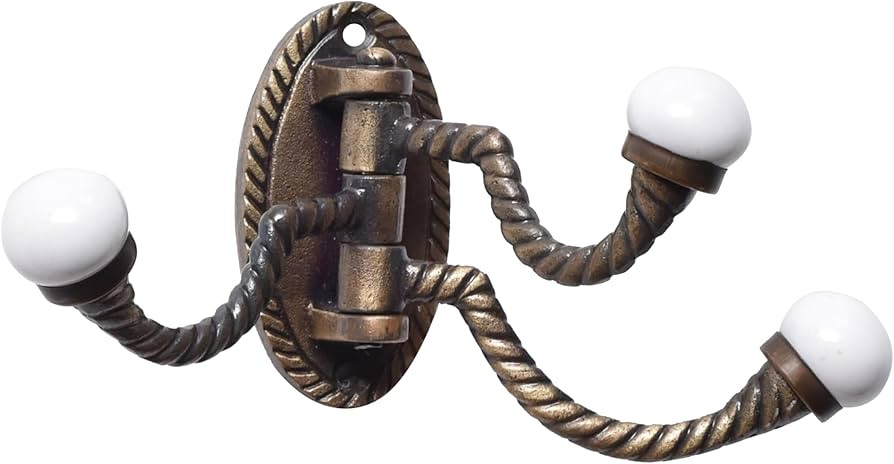 IndianShelf Swivel Wall Hooks Iron Ceramic Hooks Foldable Wall Hooks 3 Prong Wall Hooks Unique Wa... | Amazon (US)