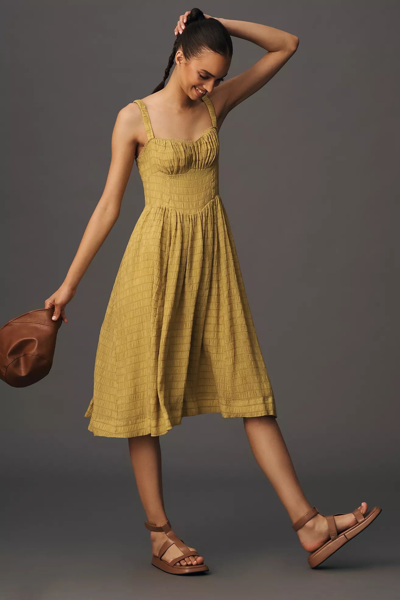 By Anthropologie Textured Smocked Midi Dress | Anthropologie (US)