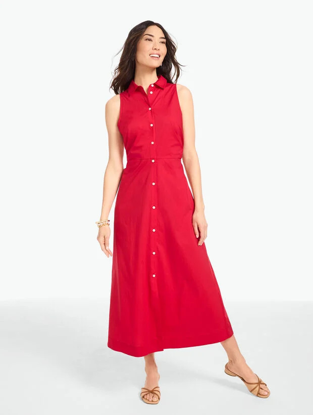 Cinched Waist Poplin Shirtdress | Talbots