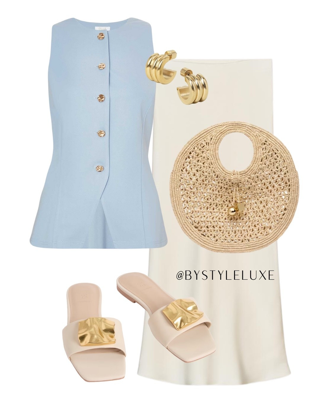 BLUE 🩵 - an elegant waistcoat and satin skirt outfit for a smart day or evening look 

#waistcoat #summeroutfit #satinskirt 

#LTKshoes #LTKdatenight #LTKsummer