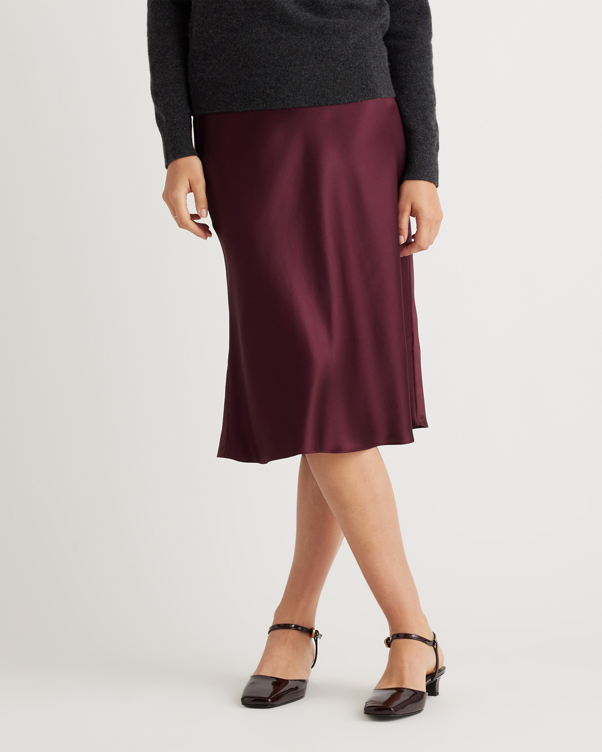 Quince | Women's Skirt in Wine Tasting Red, Size Large, Silk | Quince