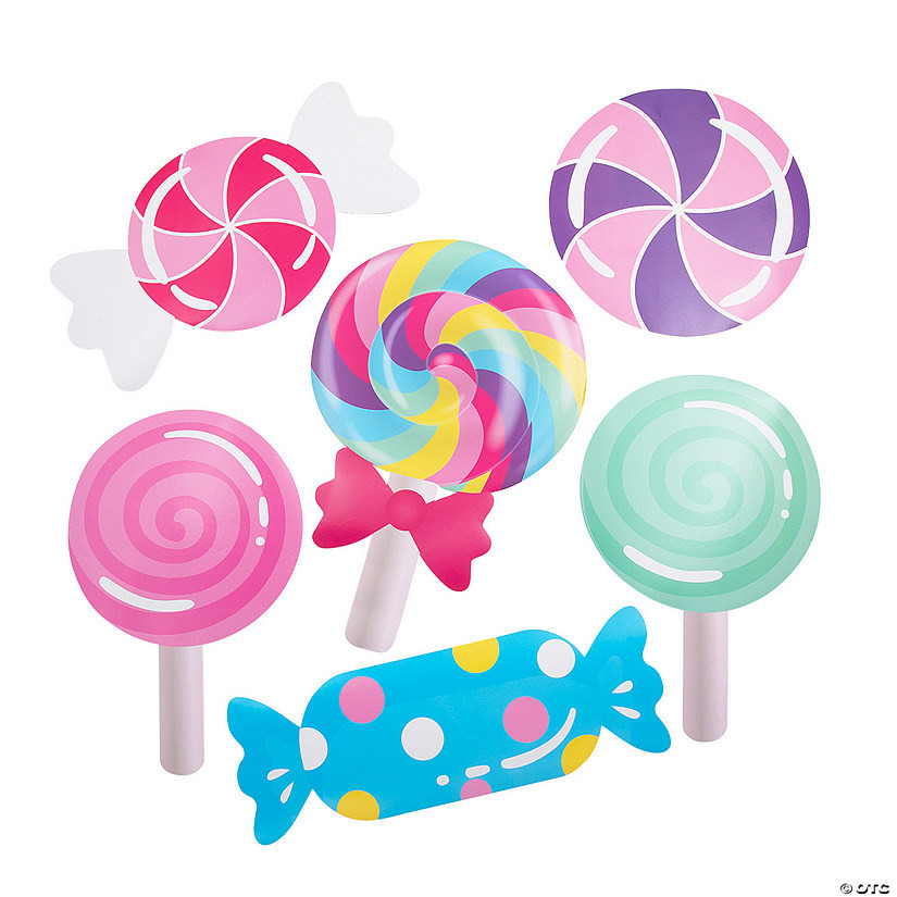 11" x 19" Bright Color Candy World Lollipops & Sweet Treats Wall Cutouts – 6 Pc. | Oriental Trading Company