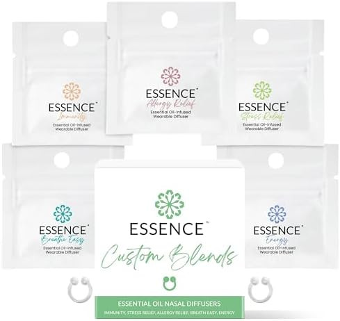 Essence Nasal Diffuser Custom Blends Bundle – Essential Oil Silicone Nose Rings for Energy, Imm... | Amazon (US)