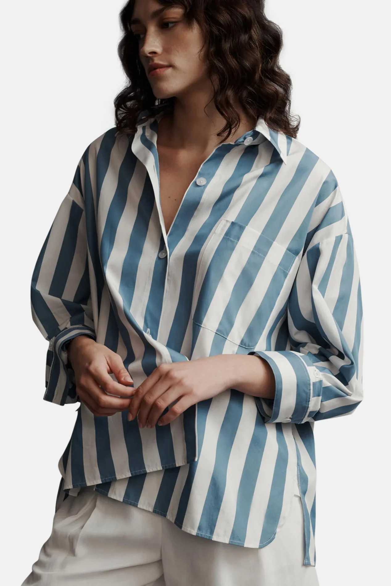 New Earl White/Vintage Denim Top | Blue & Cream