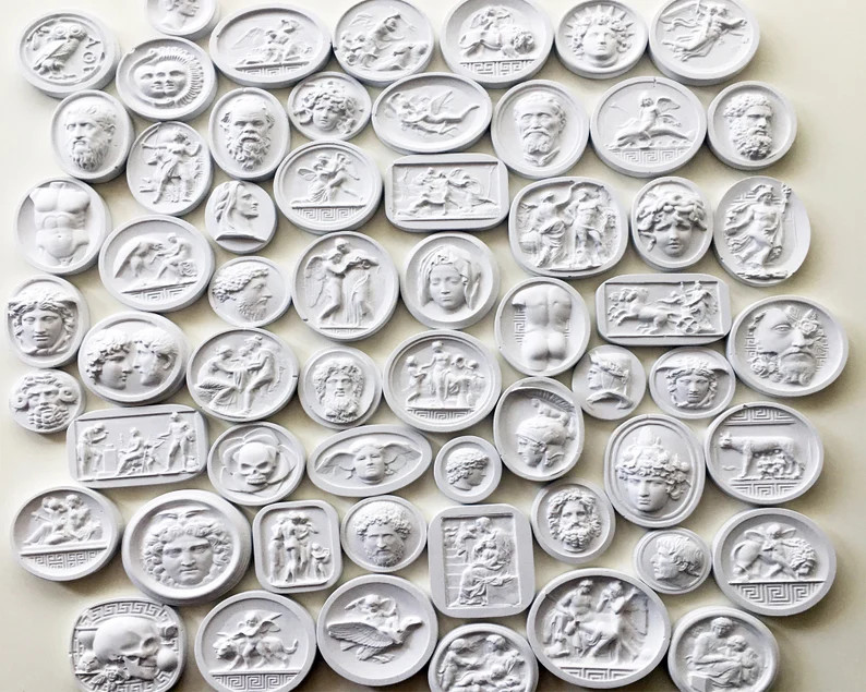 50 Mixed Grand Tour Intaglios, Plaster Intaglio, Antique Cameo, Classical Art, Home Decor, Wall P... | Etsy (US)