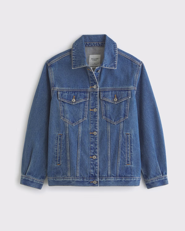 Oversized Denim Trucker Jacket | Abercrombie & Fitch (US)