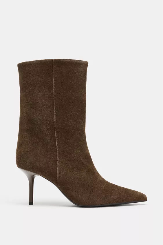 LEDERSTIEFELETTE MIT ABSATZ | Zara US