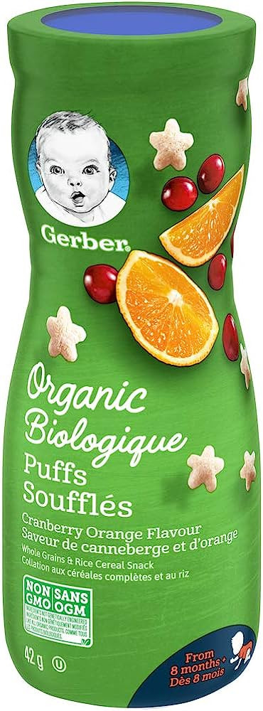 GERBER Organic Puffs, Cranberry Orange, Baby Snacks 42 g, 6 Count | Amazon (CA)