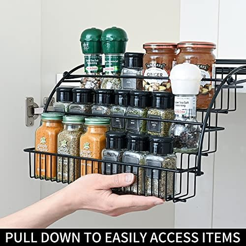 Pull Down Spice Racks Organizer, 3-Tier Retractable Metal Spice Organizer for Cabinet, Pull Out Seas | Amazon (US)