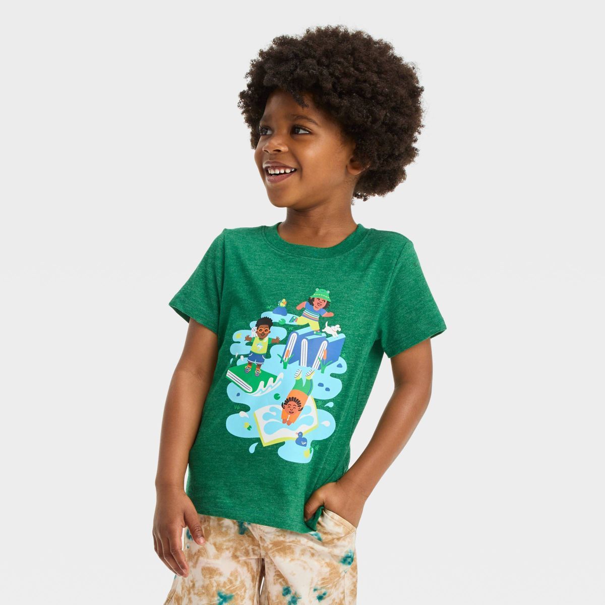 Toddler Boys' Short Sleeve Dive Into Books Graphic T-Shirt - Cat & Jack™ Green | Target