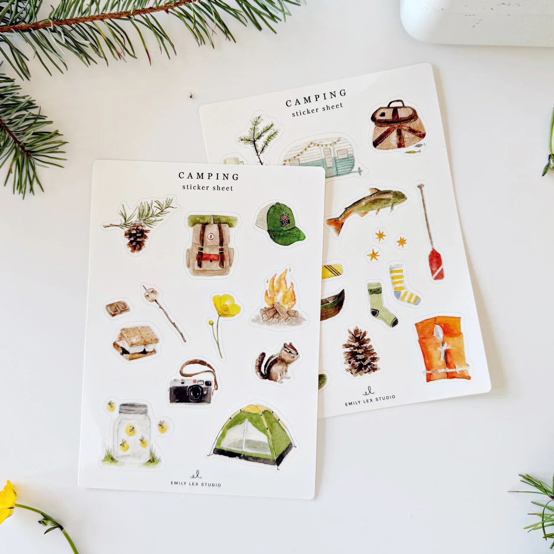 camping sticker sheets | Emily Lex Studio